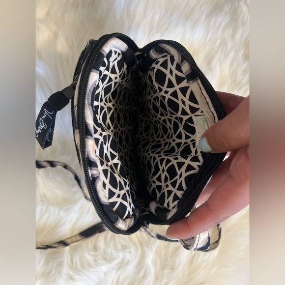 Vera Bradley cloth crossover bag with built in wallet black and white - Picture 5 of 10